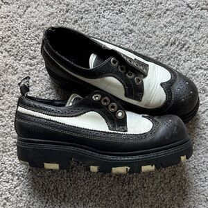 Vintage Y2k London Underground Black and White Oxford Creeper Shoes